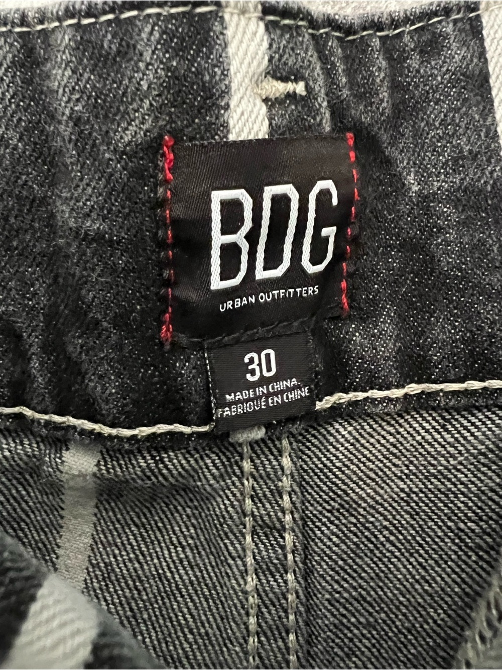 BDG Black High Waisted Cropped Jeans with White Vertical Stripes - Picture 8 of 13